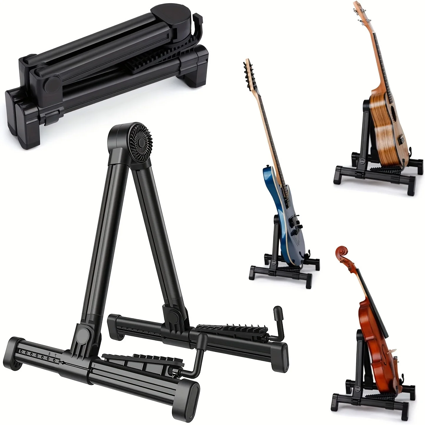 1 suporte de guitarra dobrável quadro piso universal abs acústico clássico baixo elétrico banjo ukulele portátil