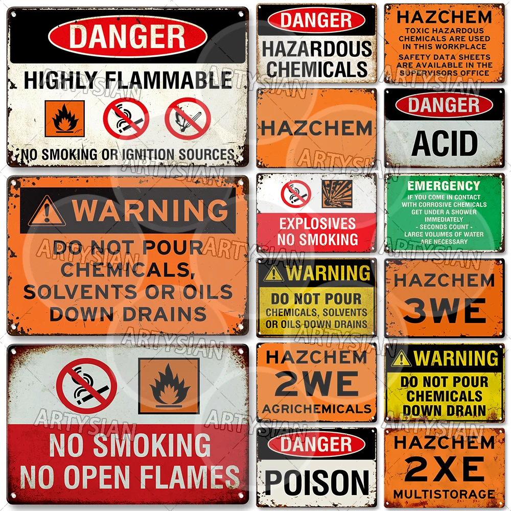 علامة معدنية من Hazchem كيميائية خطيرة سامة SDS 2WE 3WE 2XE مجموعة أدوات سائل تآكل حمض قابلة للاشتعال JET A-1 المبيدات UN 3373