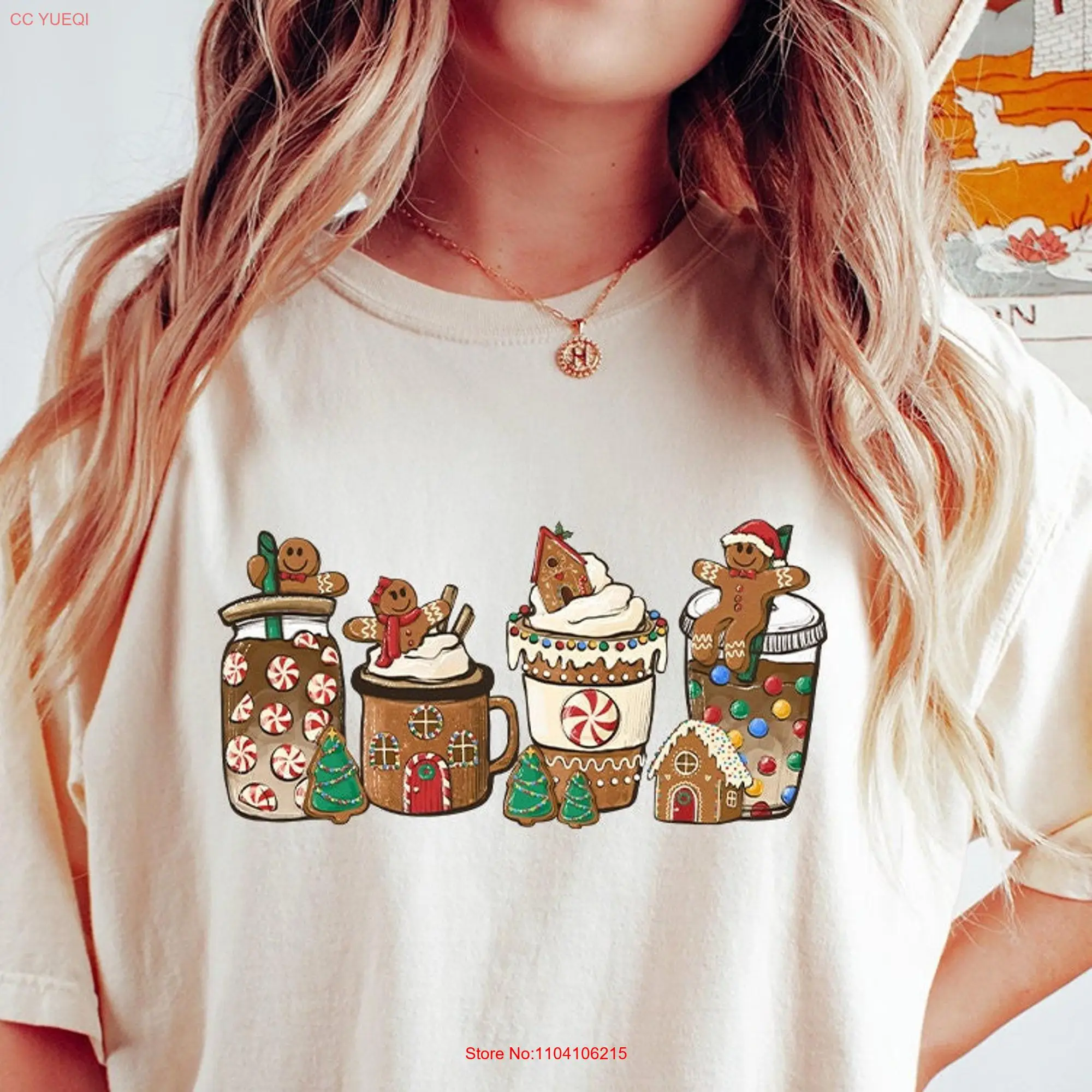 Comfort Colors Christmas Gingerbread T Shirt Coffee Women's Lover  long or short sleeves