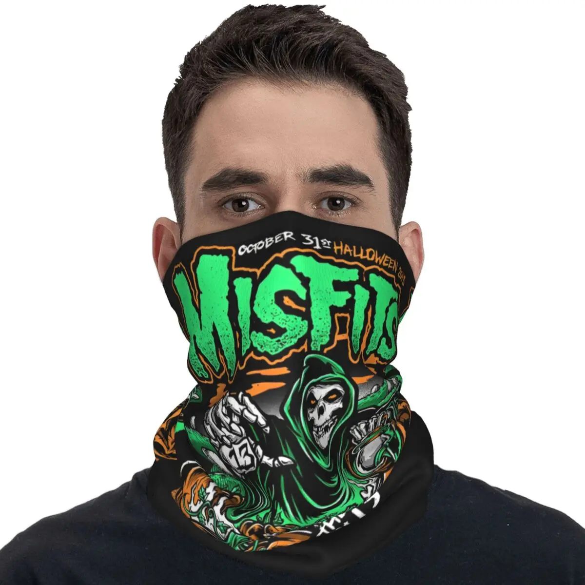 The Misfits Skull Rock Band Balaclava Running Travel Cycling Mask UV Protection Neck Warmer Tactical Mask Autumn Fun Scarves