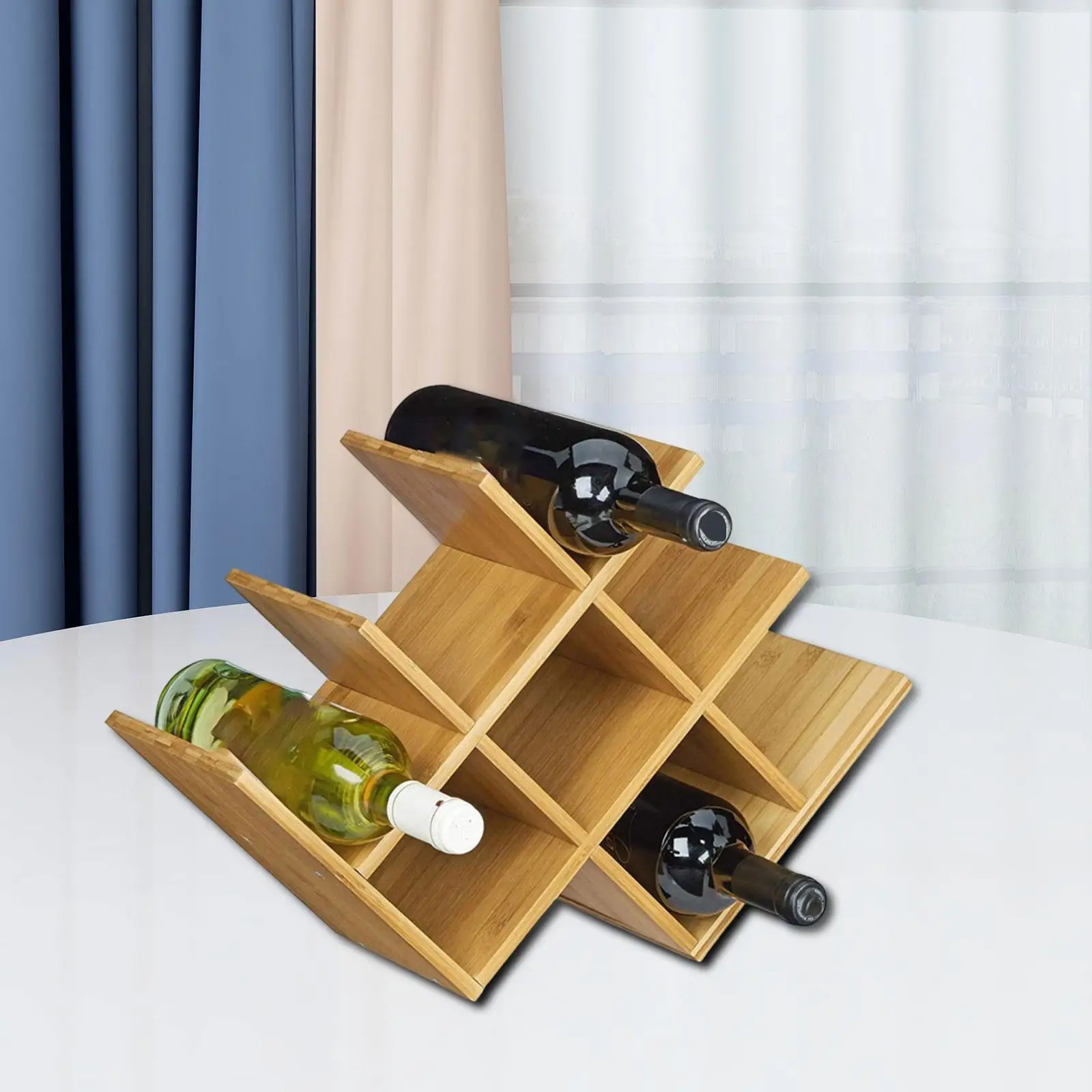 Wooden Wine Rack Bottle Organizer Holder for Countertop Cabinet Decorative