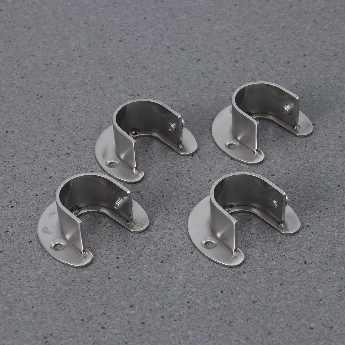 4Pcs Stainless Steel Closet Pole Socket Heavy Duty U Shaped Rod End Supports for Closet Curtain Oval Rod Hanging Brackets 25mm