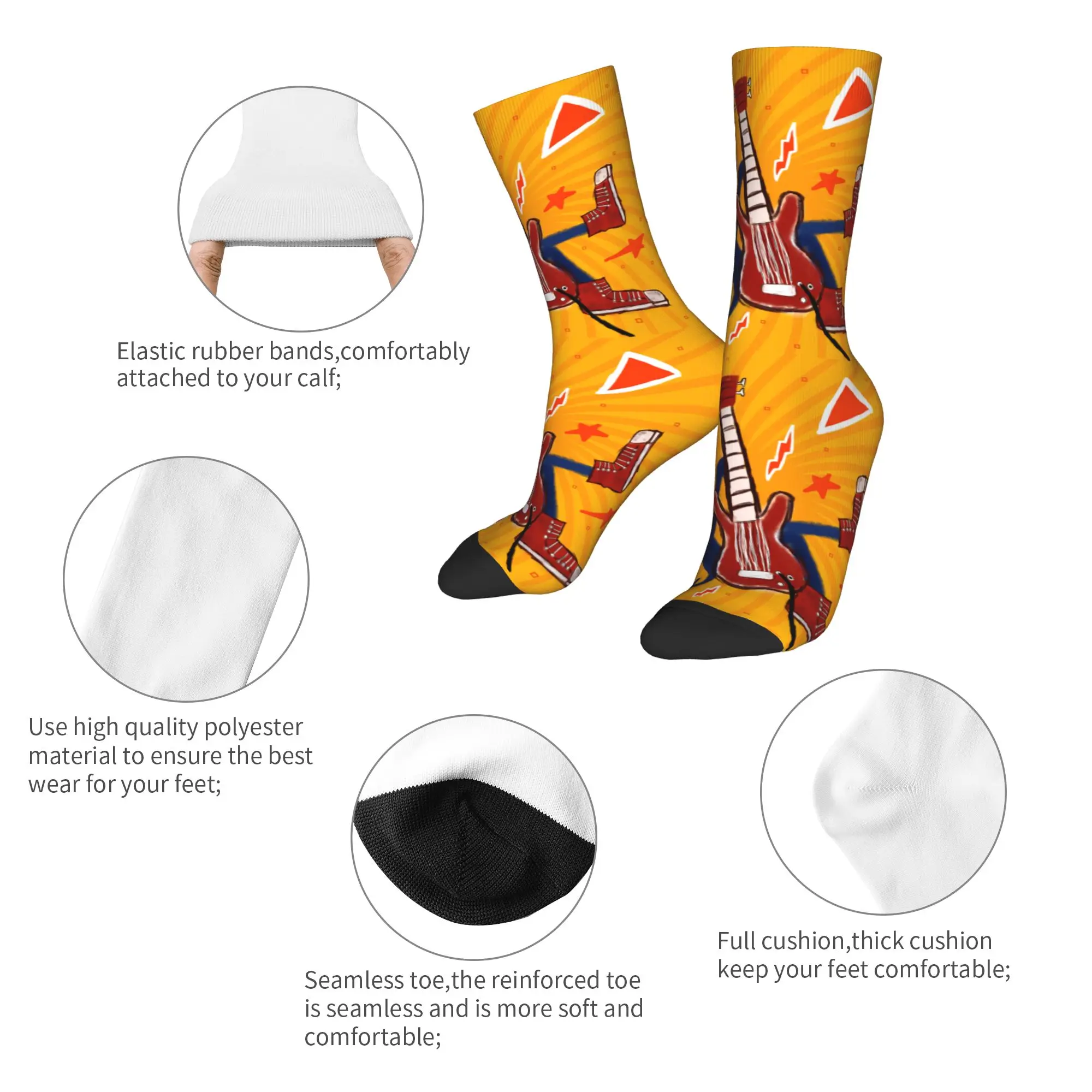 New Male Men Socks Crazy Pete The Cat Guitar Sock Polyester  Skateboard Women Socks Spring Summer Autumn Winter,