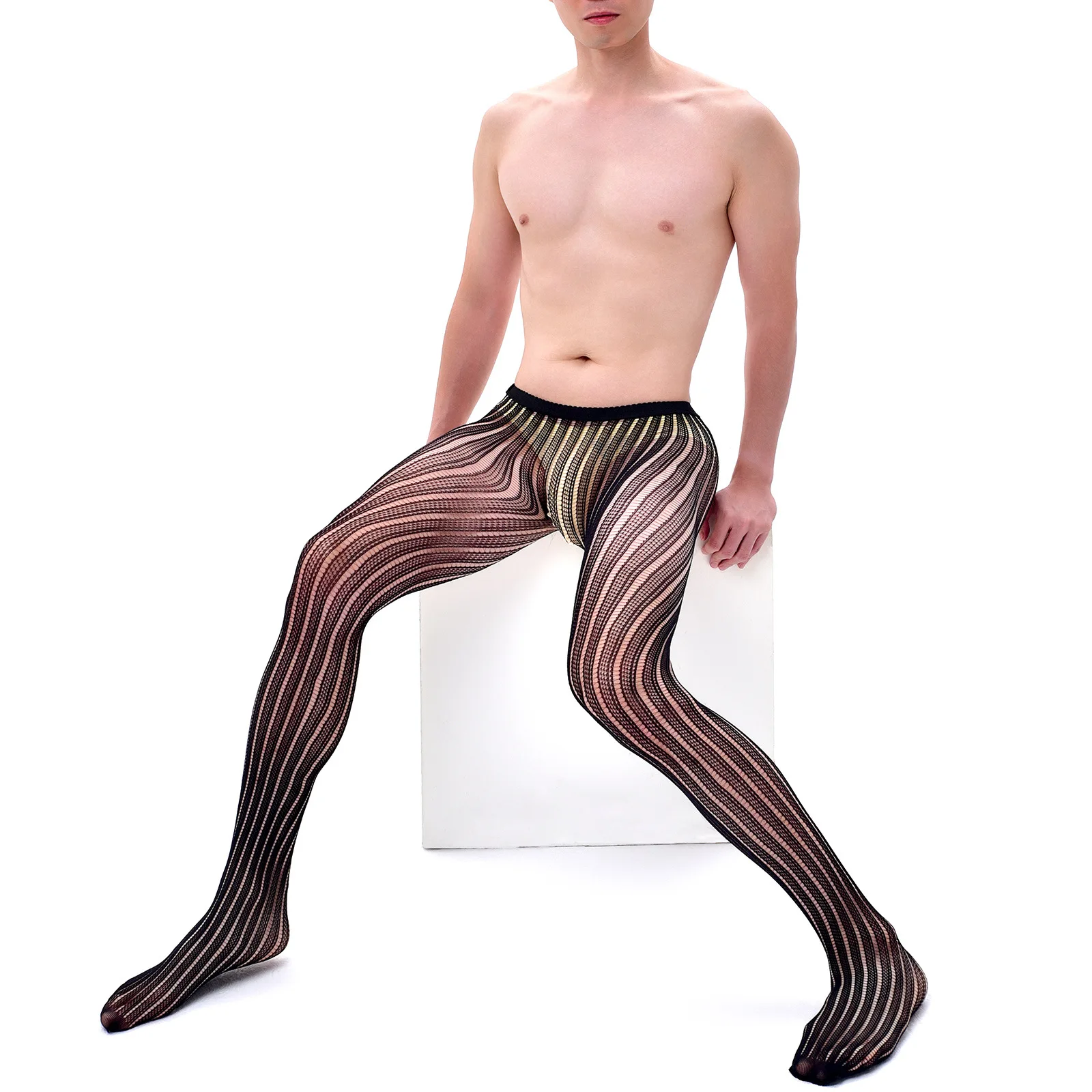 

Men's Bla Fiing Net Tight Pants Breathable Sexy Stoings Cross-Border New Sle Comfortable Crion Leggings