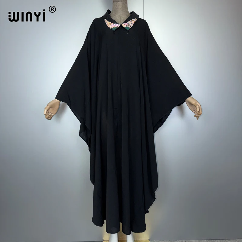 ウィンイー ムスリム女性用ロングダウンカフタンパーティードレス 中東女性用ゆったりホリデーアバヤ ドバイ高級カフタン