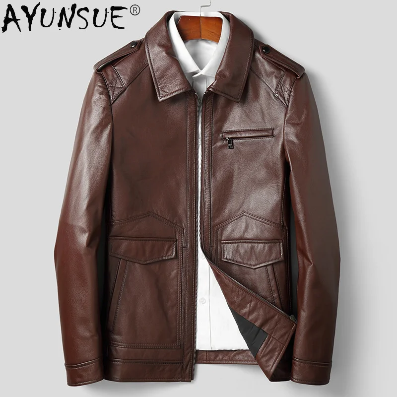 

100% Genuine Cow Leather Jackets for Men Top Layer Cowhide Coats Mens Jacket Real Coat Chaquetas Hombre