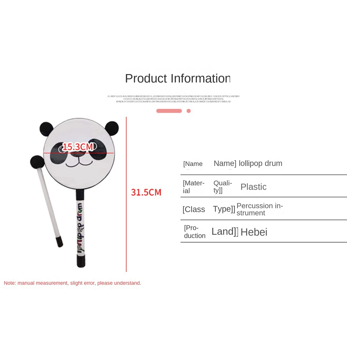 Orff Instruments การ์ตูนน่ารัก Lollipop กลอง 6 นิ้วเต้นรํา Props Percussion Instruments มือกลองการศึกษาก่อนวัยเรียนของเล่น