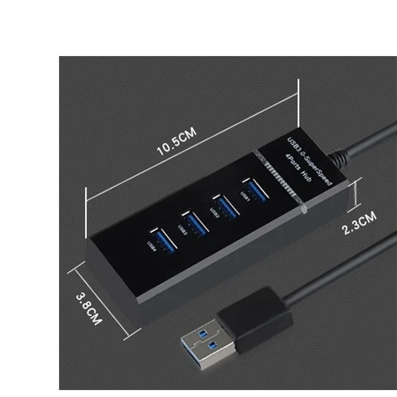 1 Uds Puerto Usb Hub alta calidad LED 4 puertos USB 3,0 adaptador Hub para PC Laptop