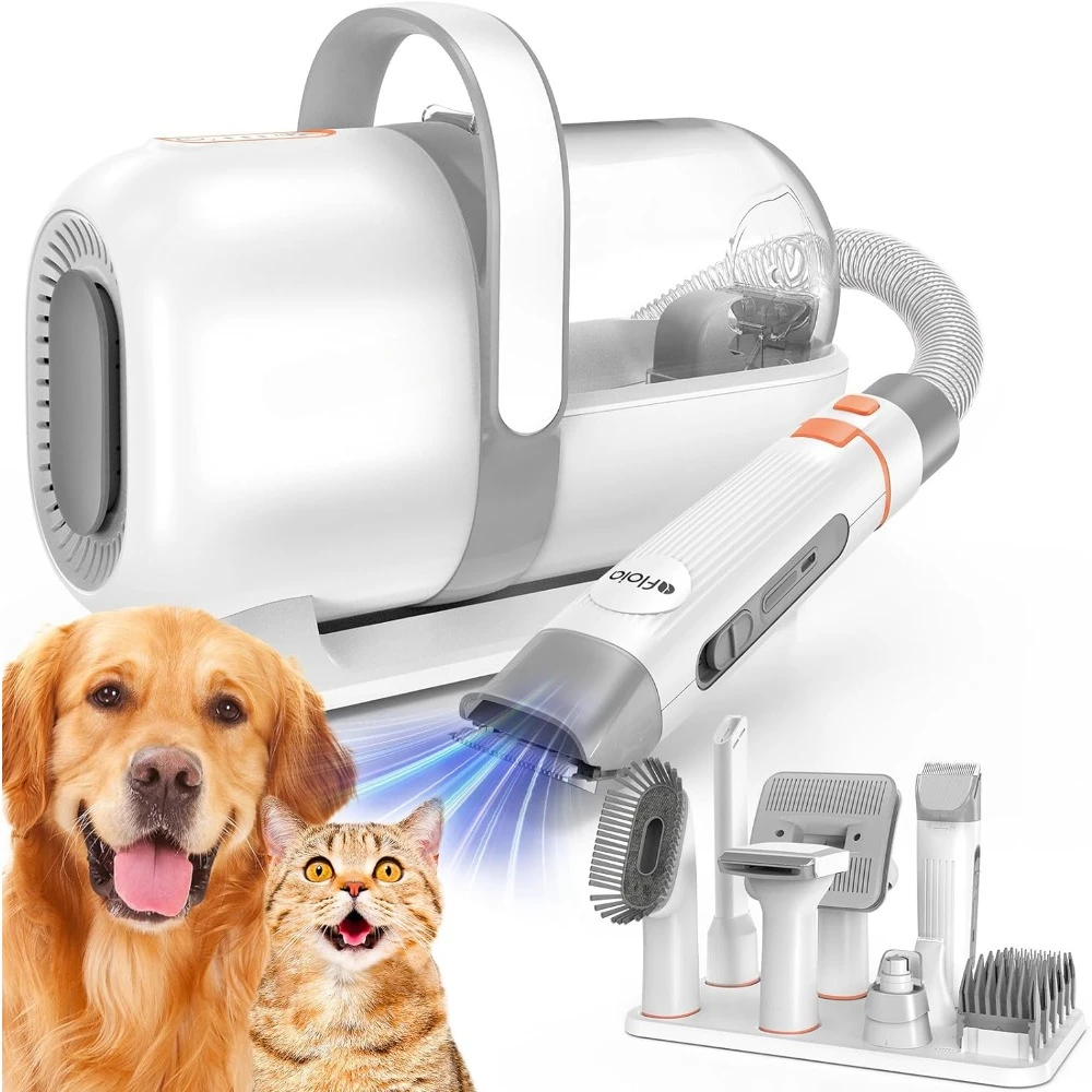 Dog Grooming Kit, Vacuum & Dog Clippers Nail Trimmer Grinder & Dog Brush for Shedding with 7 Pet Grooming Tools, Low Noise