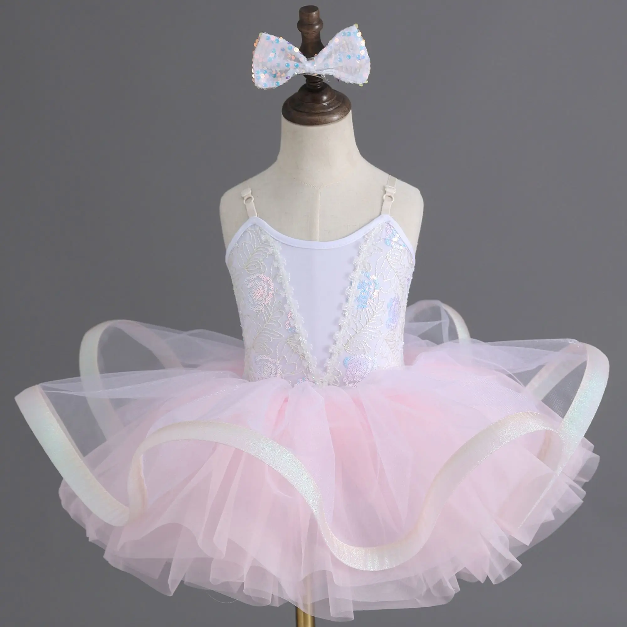Summer Children's Day Performance Girl Ballet Dance Dress Princess Fashion Sequins Dresses Girls Outfit Kids Clothes