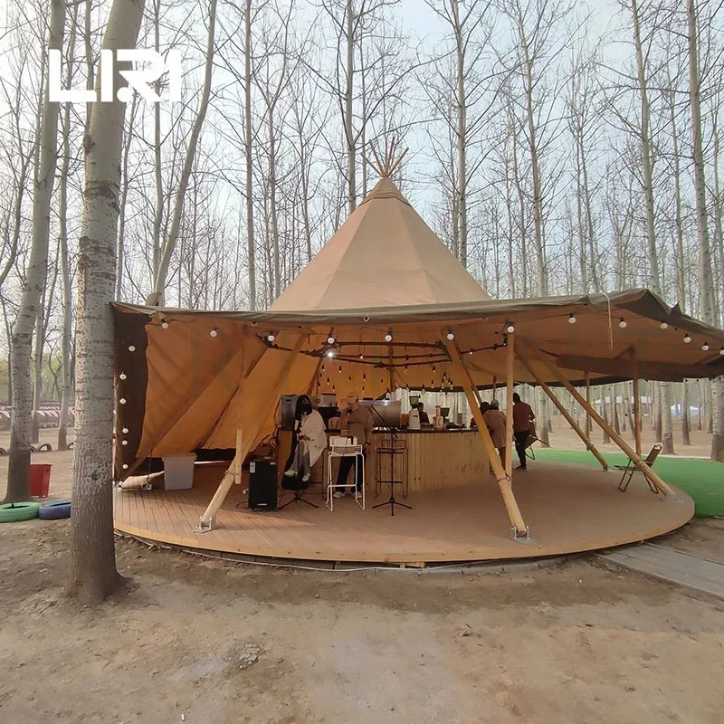 Large Luxury Glamping Wooden Pole Tipi Tent for Outdoor Wedding and Events