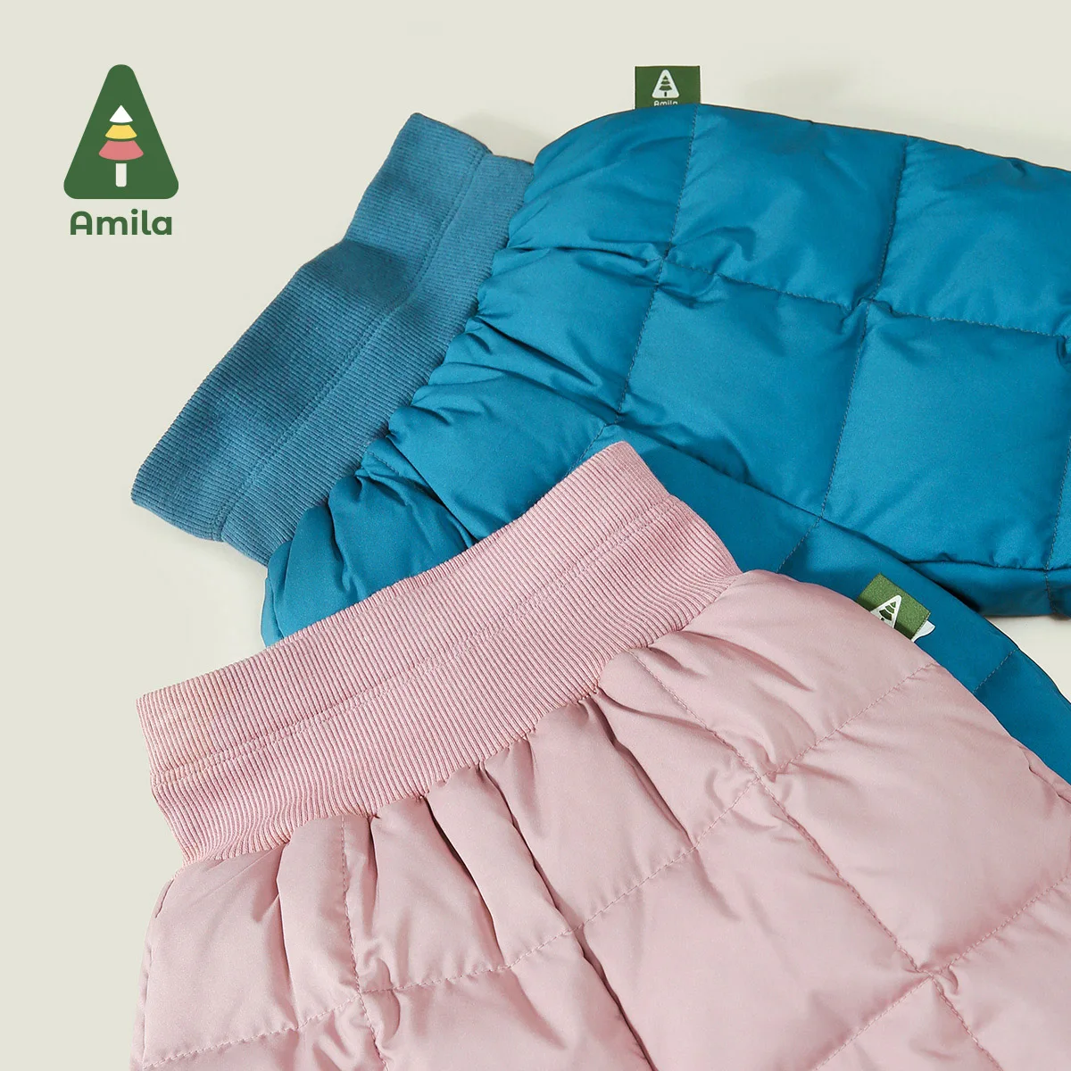 Amila Baby Children Down Pants 2024 Winter New Multicolour Fleecing High Waist Soft Warm   Baby Clothing