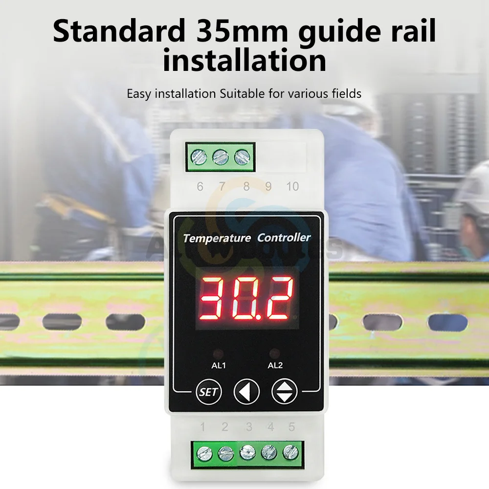 AC90~260V Din Rail Thermostat Temperature Alarm Controller Din Rail Mount Controller for Heating Refrigeration