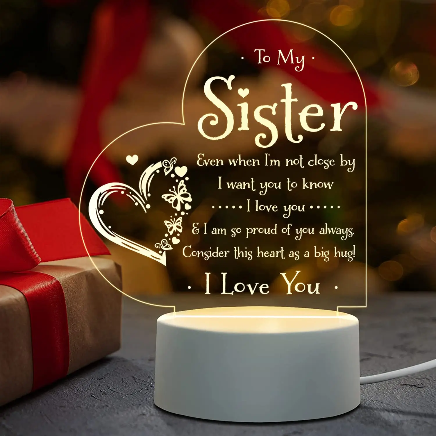 

Led Night Light Gifts for Sisters - Sisters' Gifts for Birthday Gift, Graduation Gifts, USB Powered Acrylic Night Light