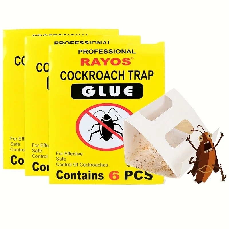 6 unids/pack, pegatina para cucarachas, tablero adhesivo para cucarachas, trampas para insectos para interiores y exteriores, planta de cocina para interiores y exteriores