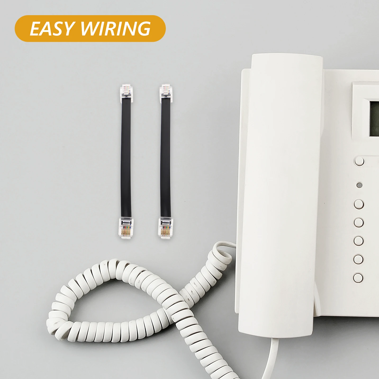 

2PCS 6 Core Panel Connection Cable Short Telephone Line Male to Male Flat Straight Extension Cord Durable Easy Installation