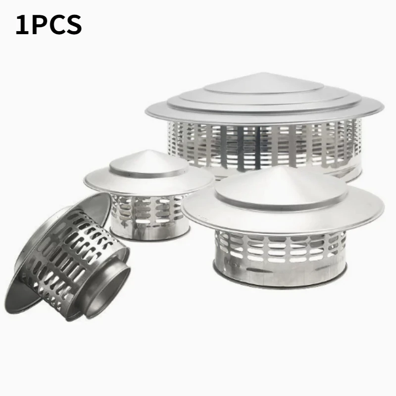 Stainles Steel Chimney Cap Tapered Top Chimney cover with Screen Exterior Wall Air Outlet Roof Pipe Exhaust Hood Roof Vent Cap