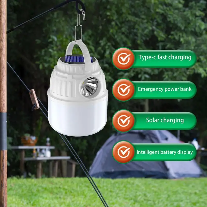 LED Camping Lantern LED Lights With 4 Lighting Modes High Brightness Outdoor Lighting IP65 Waterproof Solar Lantern Camping