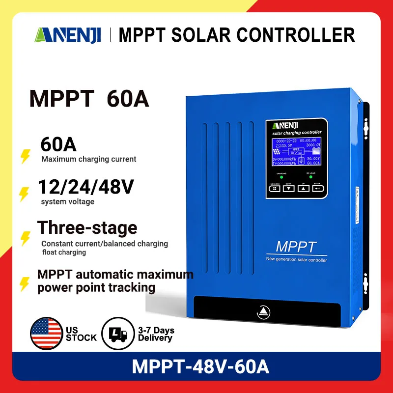 

Контроллер заряда солнечных батарей ANENJI MPPT 60A 12В/24В/48В, зарядное устройство для аккумуляторов, регулятор напряжения с функцией отслеживания максимальной мощности, в наличии на складе в США