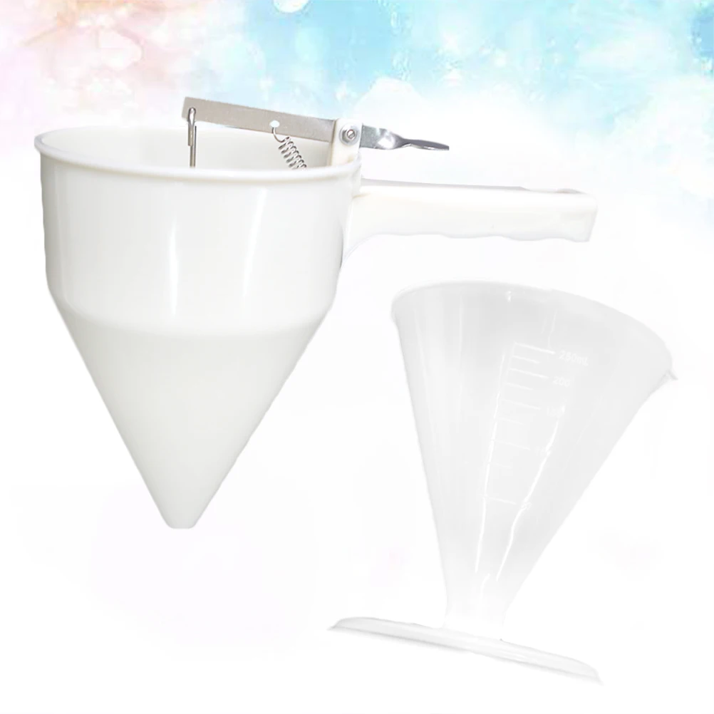 

Conical Manual Press Funnel Batter Dispenser Plastic with Spring for Baking Muffins Waffles Octopus Balls Manual Press Funnel