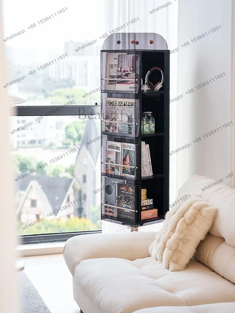 floor-to-ceiling full-length mirror storage magazine shelf bookcase locker living room side cabinet