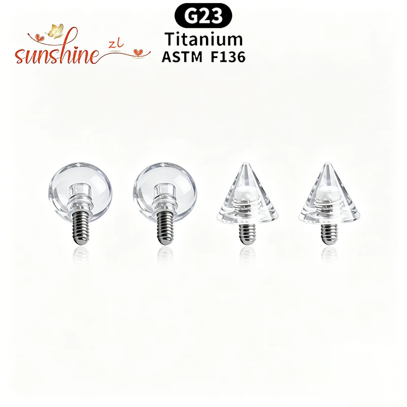 10Pc Acrylic Transparent Ball Tip Cone DIY Accessories Outer Teeth ball Internally Threaded Lip Stud Earrings Eyebrow Accessorie