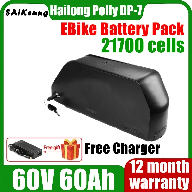 

48 52 60 72v Electric Bike Down Tube Hailong Polly DP7 21700 Lithium Battery 20ah 30ah 40ah 50ah 60ah Bafang Motor Battery 2000W