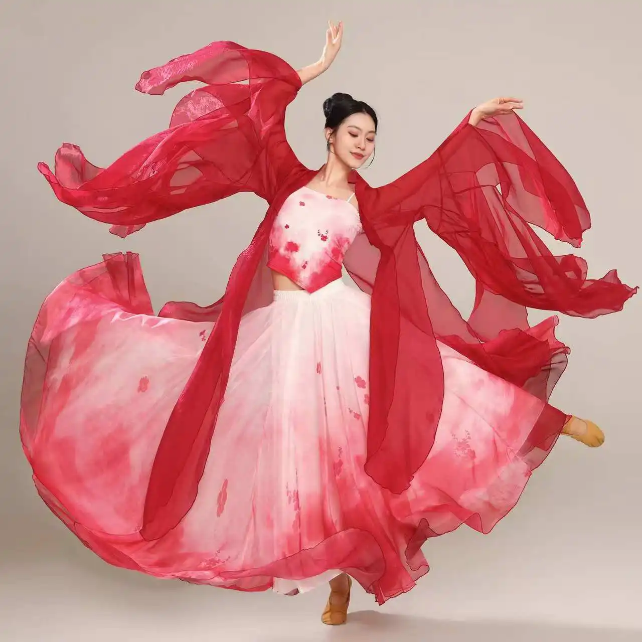 

New Classical Dance Costume Red Drifting Svel Gown 720 Deee Overskirt Fairy T Performance Han Tang Dance Skirt