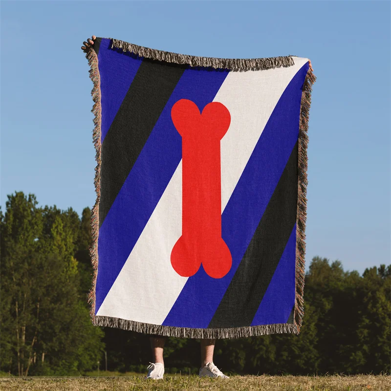 Gaslight Gatekeep Girlboss Puppy Pride Flag LGBT Rainbow Jacquard Fringed Woven Throw Blanket