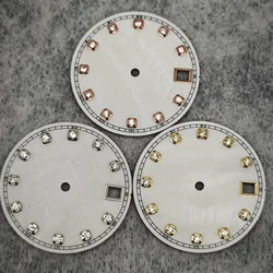 NH35 Watch Dial Watch Hands 28.5mm Diamond Inlaid Shell of Pearl Pattern Surface Watch Accessories for NH35/NH36 Movement