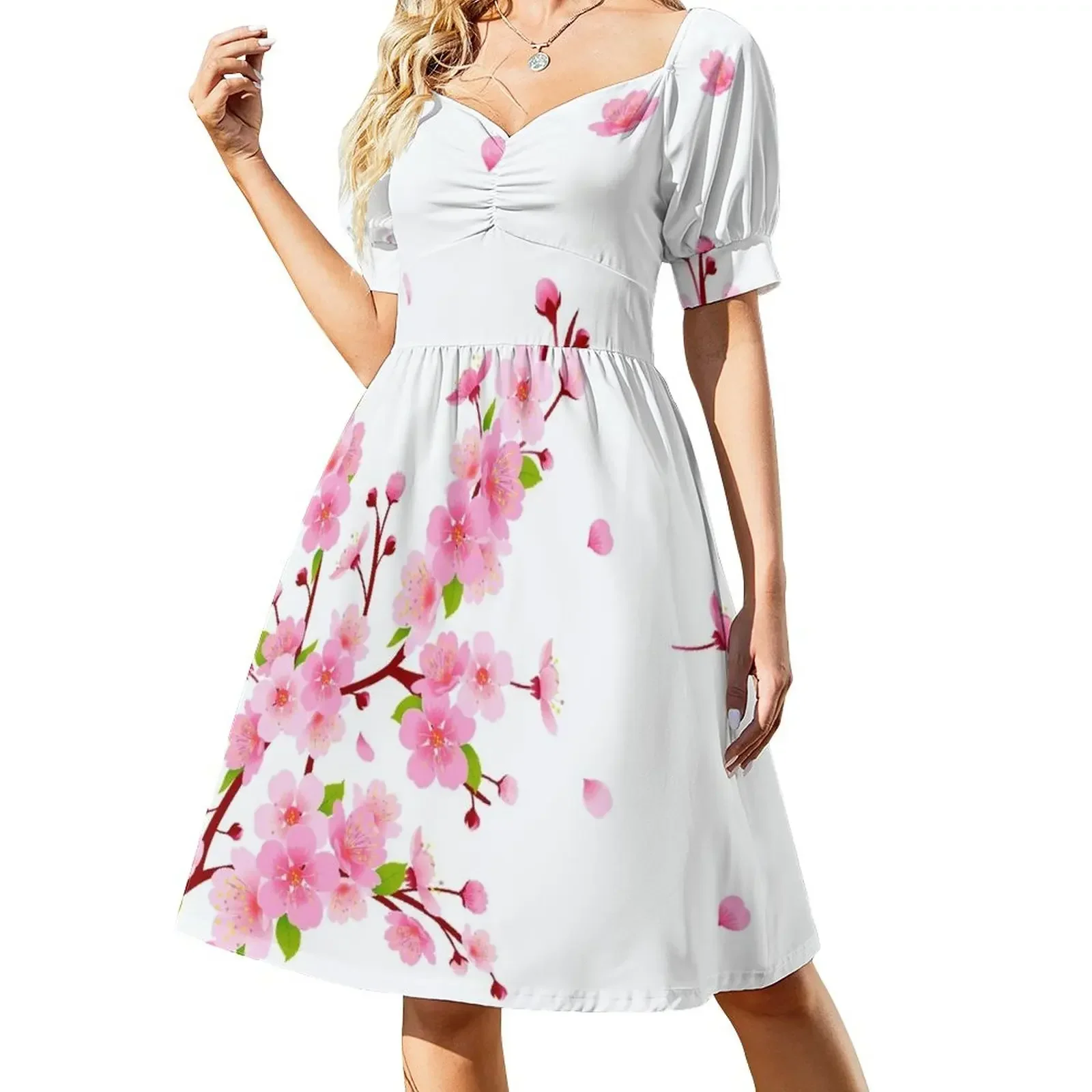 

Sakura Cherry Blossom |Japanese Sakura Short-Sleeved Dress Dress woman summer dress woman 2025