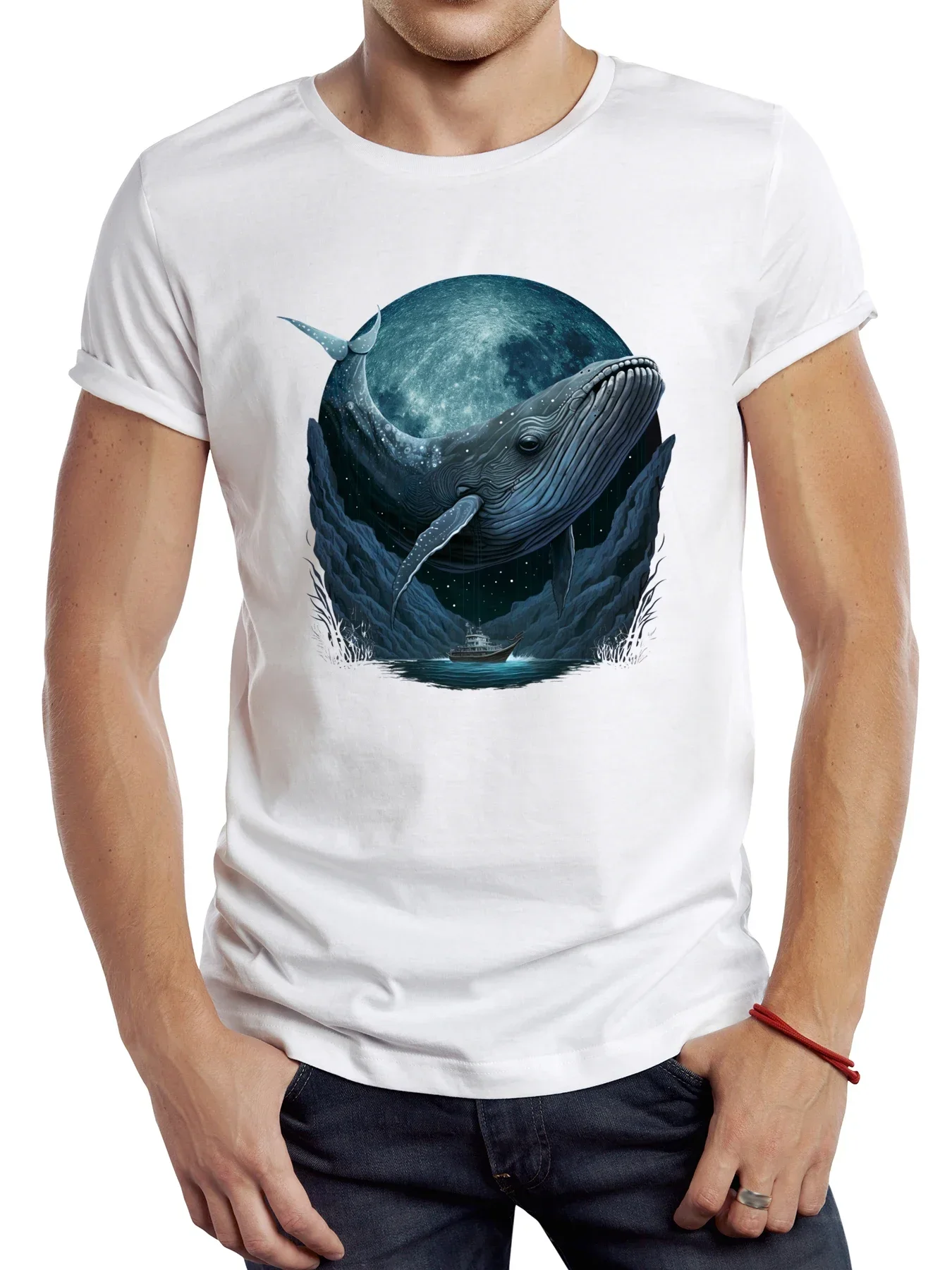 Graphic Art Design Sport Cloth Retro Tops Hipster Tee style Vintage The Giant Whale Men T Shirt men clothing oversized summer