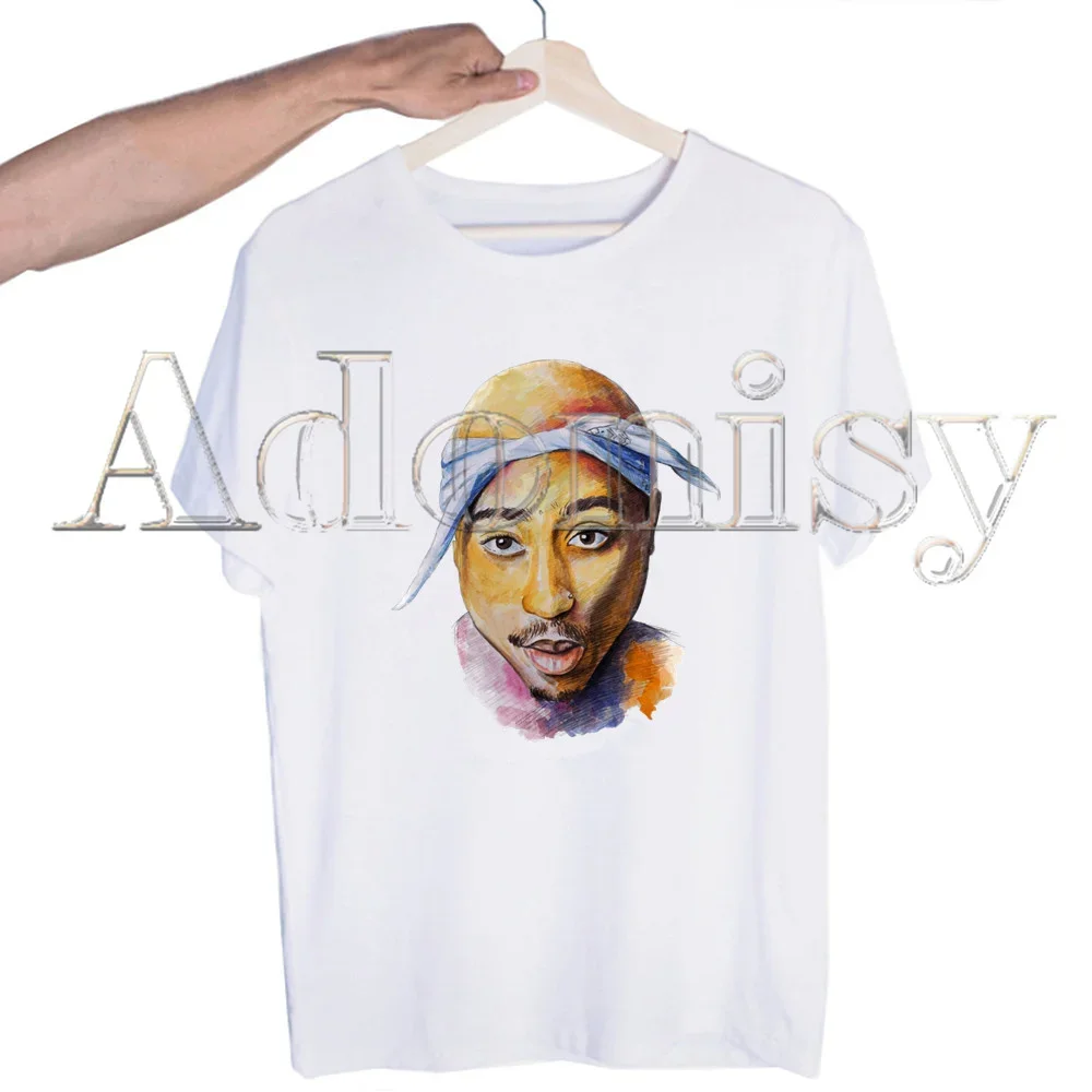 2 Pac Tupac Printed T Shirt Men Retro Washed Tops Tees Harajuku Tshirt Streetwear Hip Hop Male T-shirts