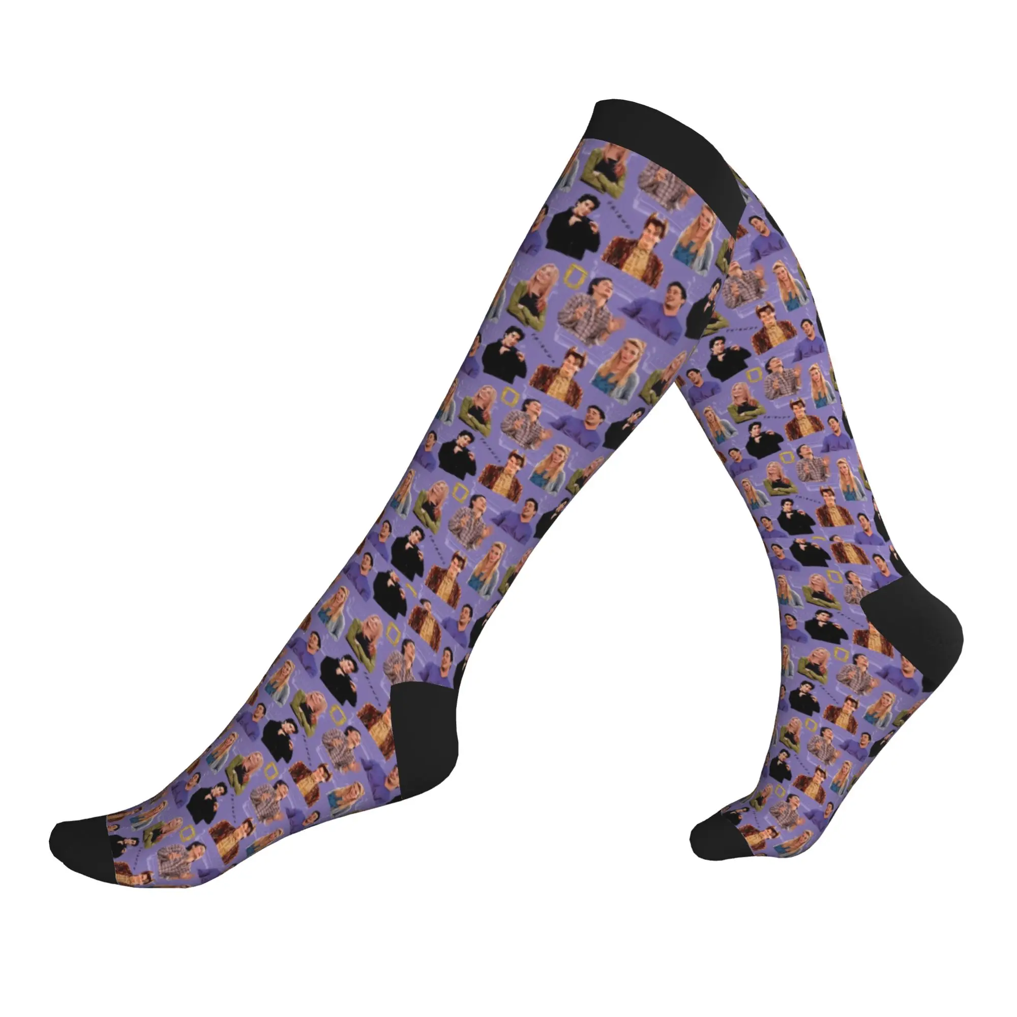 Collage de symboles Friends, chaussettes de compression pour hommes et femmes, chaussettes de sport unisexes amusantes imprimées en 3D