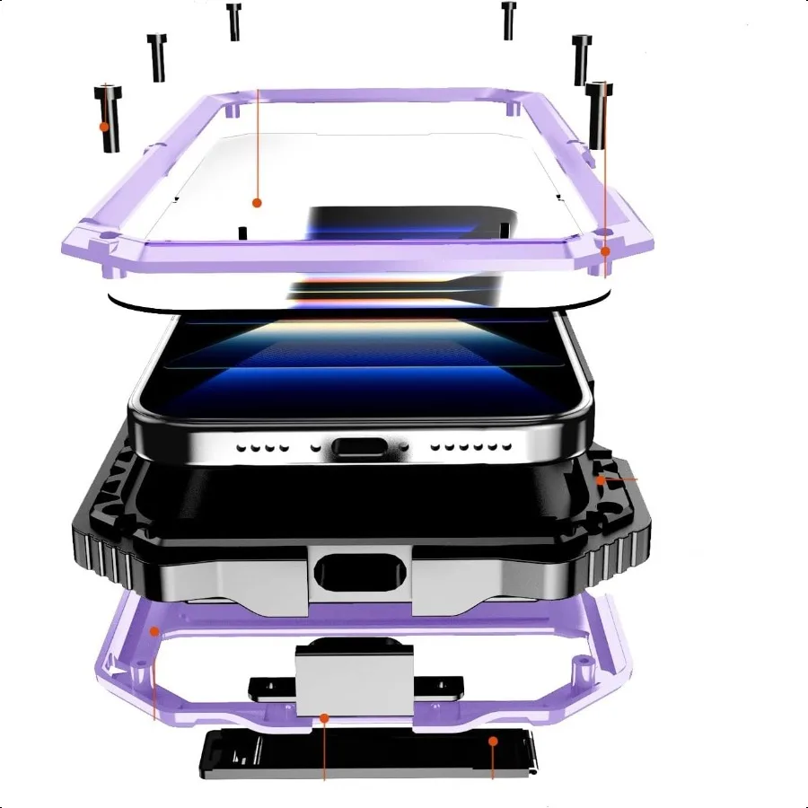 

Compatibility with iPhone 16 Plus Case 6.7'' 2024 Heavy Duty Protection with Built in Lens Screen Protector Red Stand 360 Full