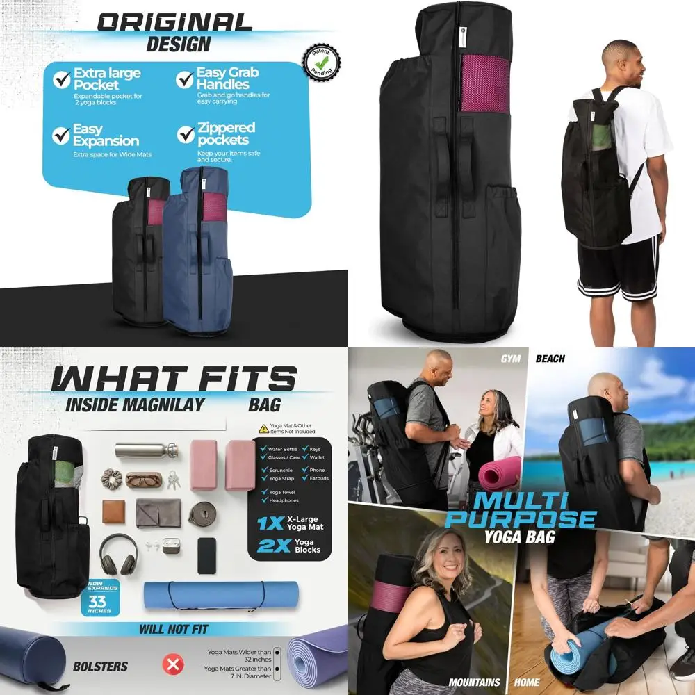 

Универсальная сумка для йога-матов, регулируемый ремень, вмещает маты, блоки и спортивное оборудование (32 л)