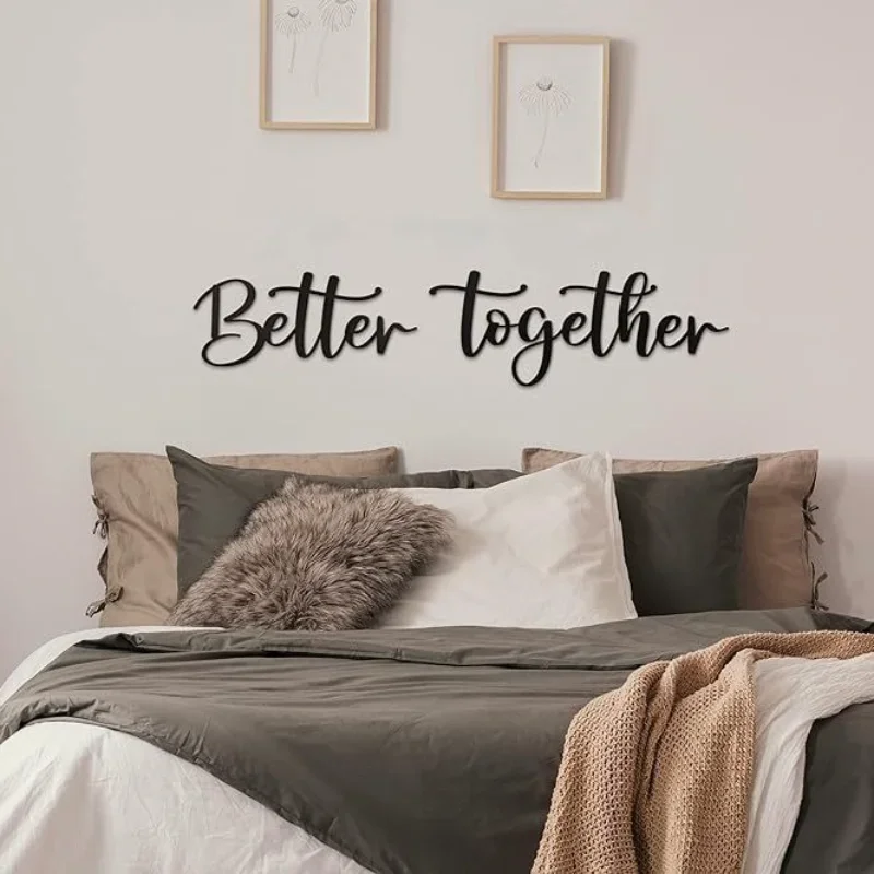 Logo wrought iron wall decoration, black modern Better Together farmhouse wrought iron wall sign