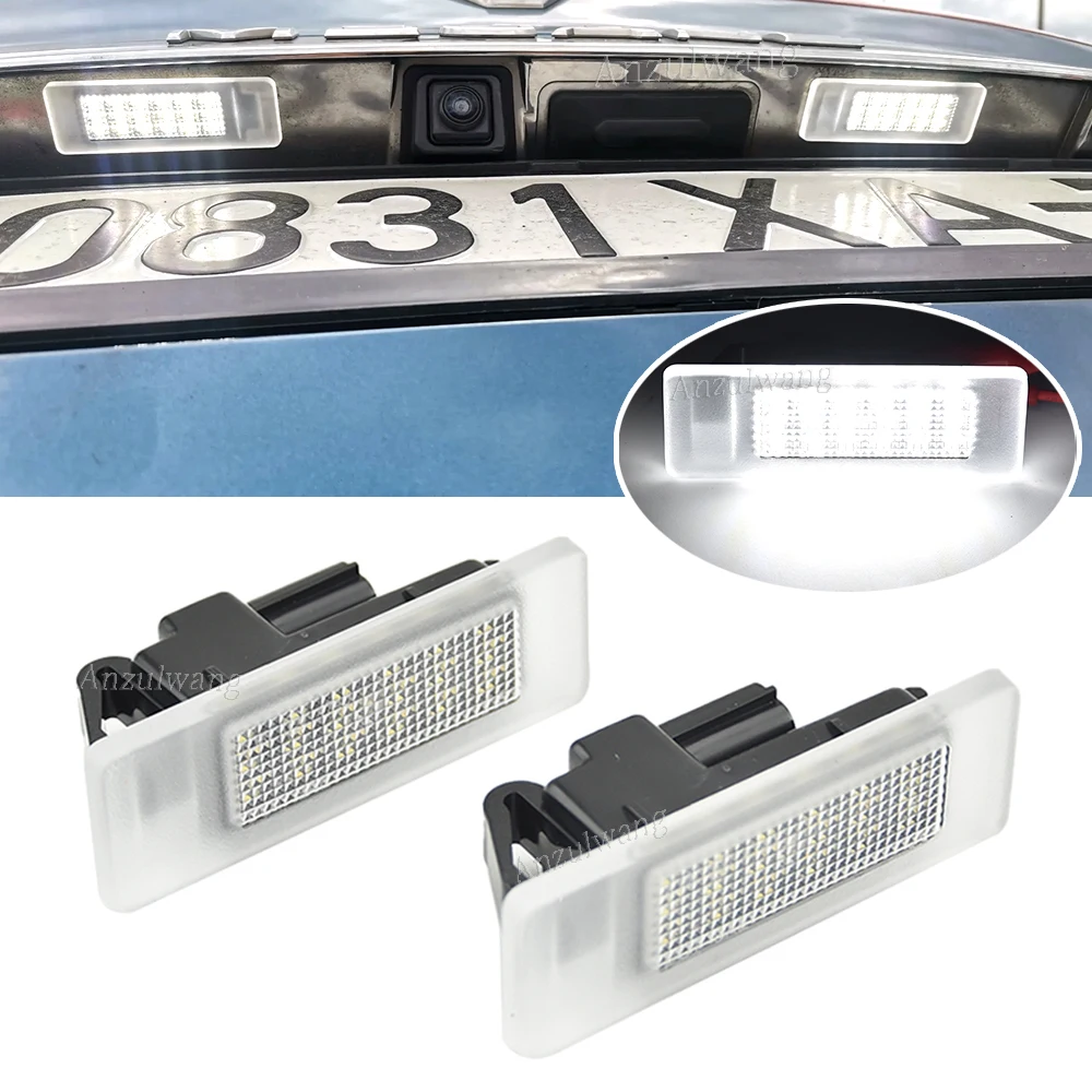 2x LED License Number Plate Light For Infiniti Q50 Q60 QX30 QX40 Nissan GTR Leaf Rouge For Renault Clio V Koleos Talisman