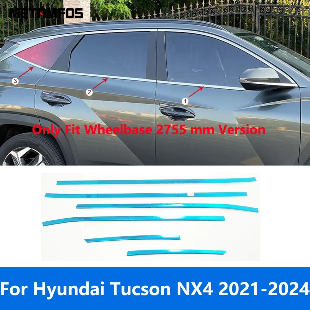 For Hyundai Tucson NX4 2021 2022 2023 2024 Lower Window Sill Frame Strip Molding Trim Stainless Steel Accessories Car Styling