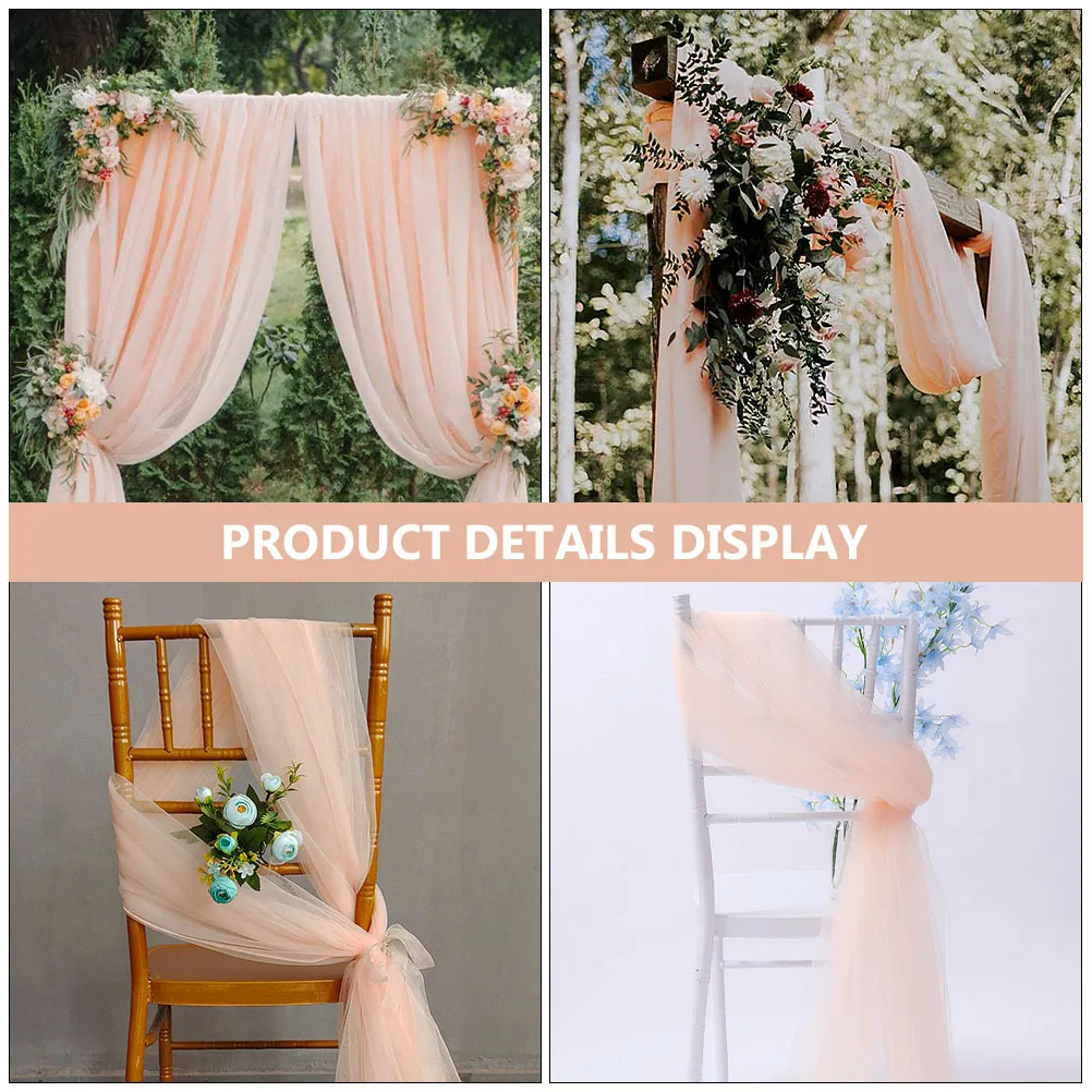 

2pcs Wedding Organza Gauze Curtain Background Decoration For Party Supplies Festival Layout Decor Wedding Chair Yarn Craft