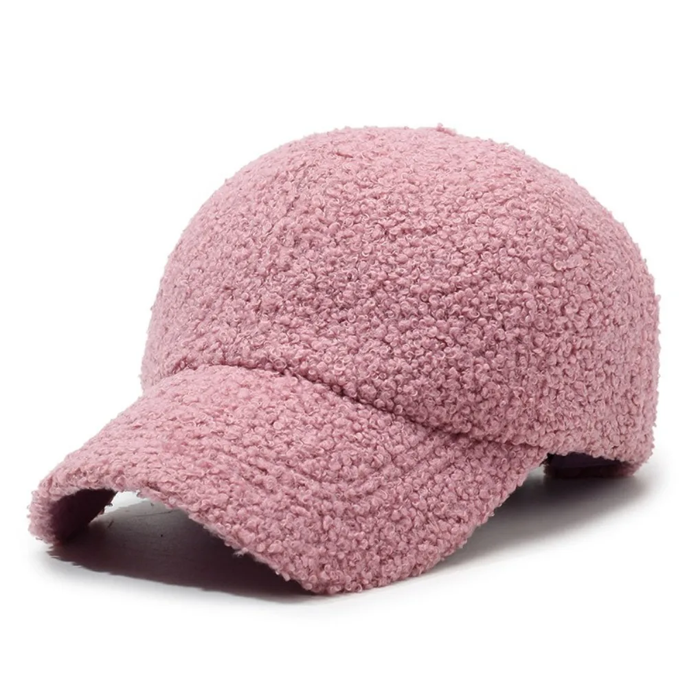 Hip Hop Fuzzy Lamb Wool Baseball Cap Velvet Keep Warm Plush Snapback Korean Style Sunshade Winter Peaked Cap Outdoor