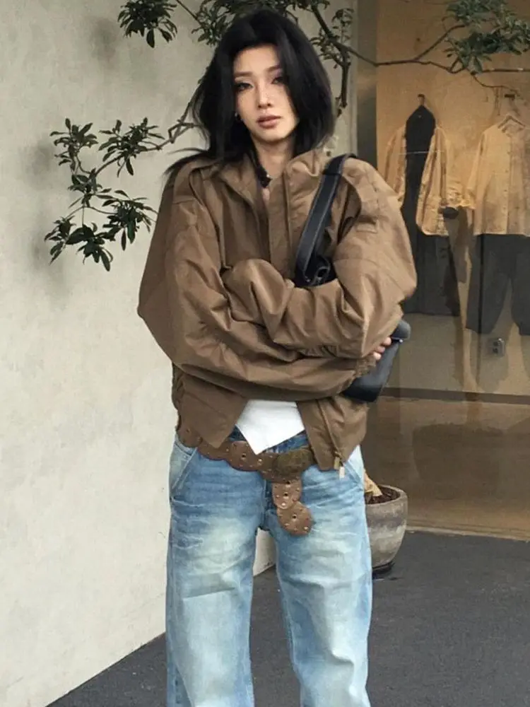 

American Vintage Jacket Hooded Women 2025 Autumn Coats Casual Outwear New Design Subculture Gothic Sweatshirts Harajuku Female