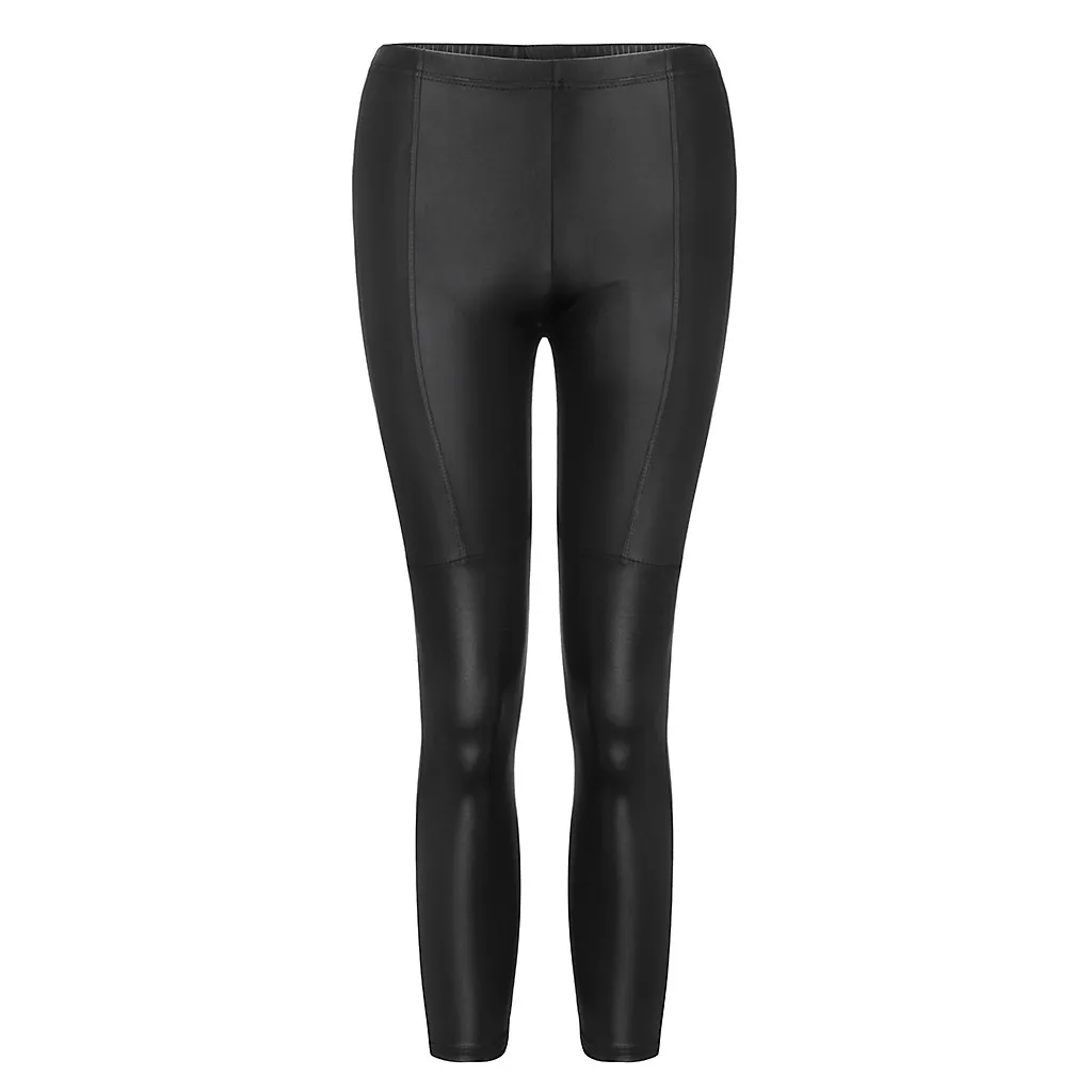 Faux Leather Pants Push Up Leggings Women Seamless Gym Ladies Sexy Slimming Tights Black Stretch Thicken Fleece Warm Leggings