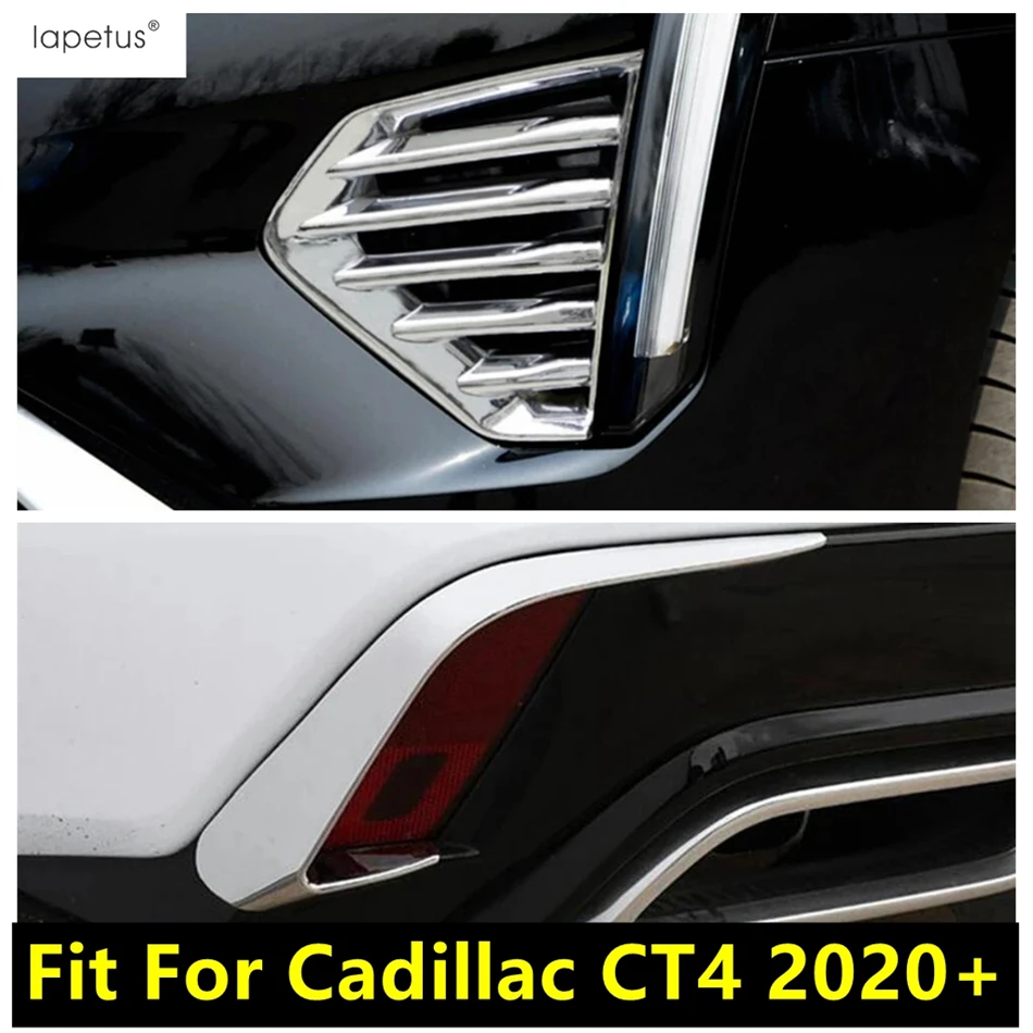 

For Cadillac CT4 2020 - 2022 Car Front Rear Bumper Fog Lights Lamps Eyebrow Eyelid Cover Trim ABS Chrome Exterior Accessories