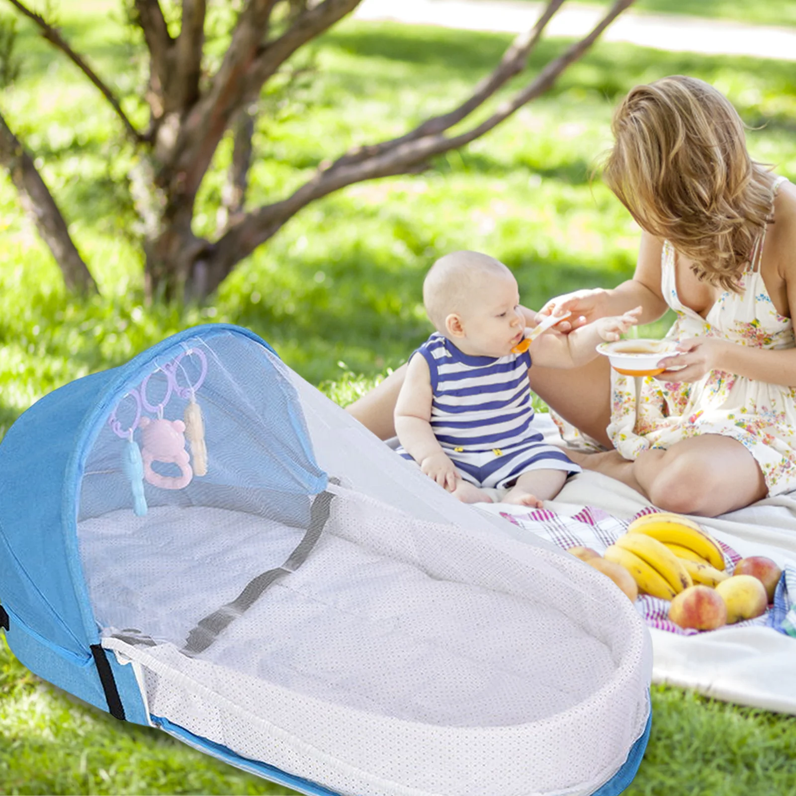 Kids Baby Travel Bed Cribs For Newborn Protection Mosquito Net Portable Bassinet Foldable Breathable Infant Sleeping Basket Bed