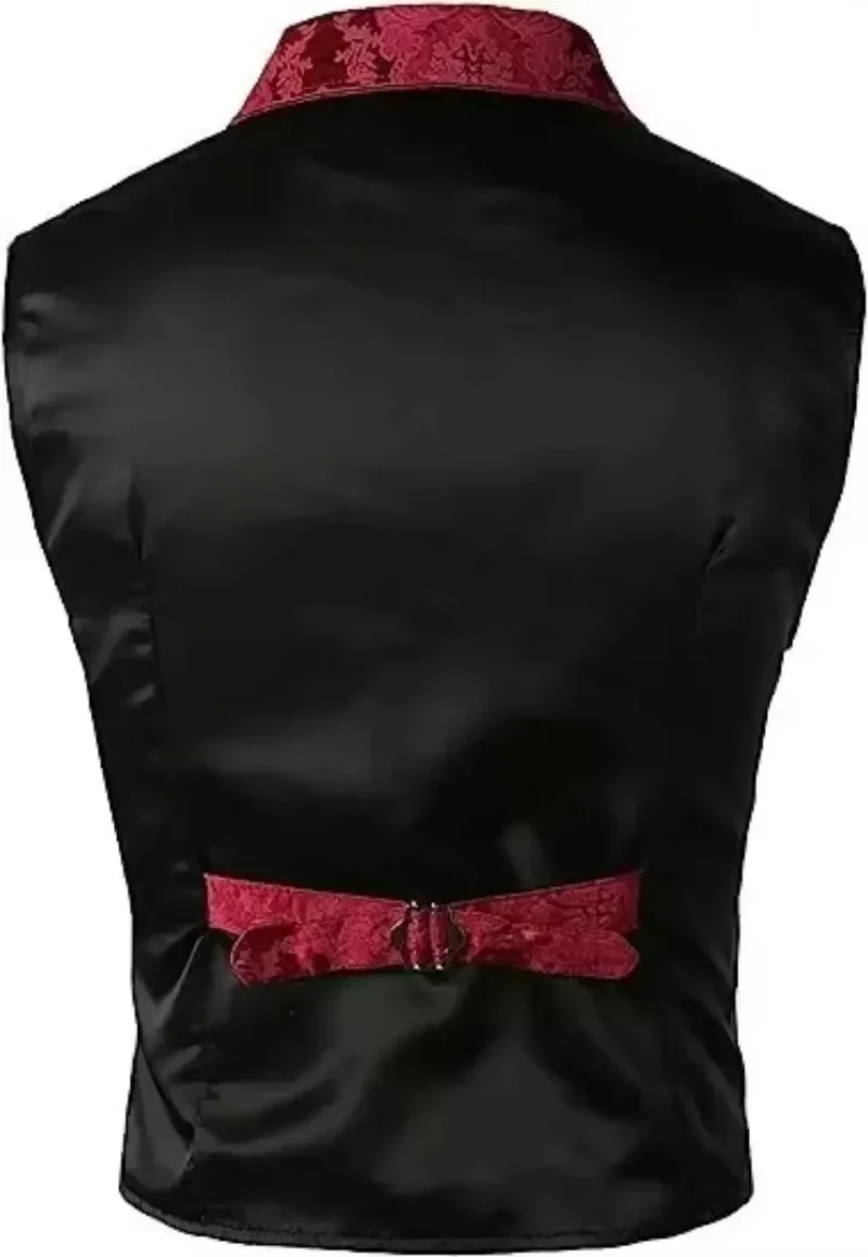 Herrenweste im viktorianischen Stil mit Blumenmuster, Revers, einreihiger Knopfleiste, ärmellos, für Hochzeiten, Bankette, Partys, formelle Anlässe – Detail 13