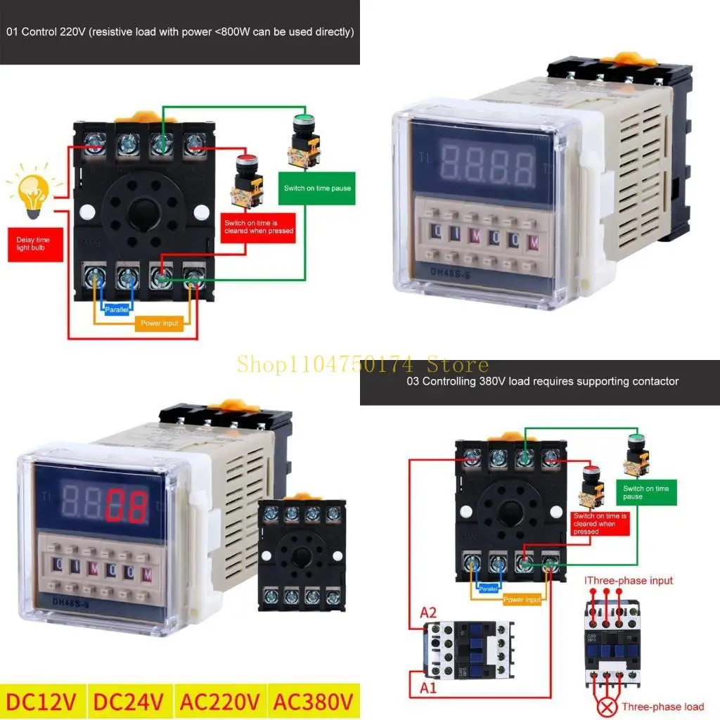 DH48S-S Programmable Digital for Time Cycle Control NO NC for Time Delay Socket with Base DC12V/24V/AC220V/3 Top Sale