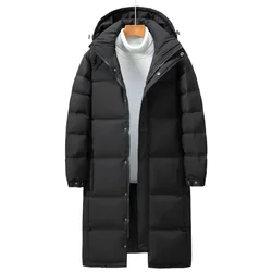 2024 Herren Daunen jacke-30 ℃ Outdoor weiße Enten Daunen Kapuzen jacke hochwertige männliche lange dicke warme Parkas Herren Winter mäntel