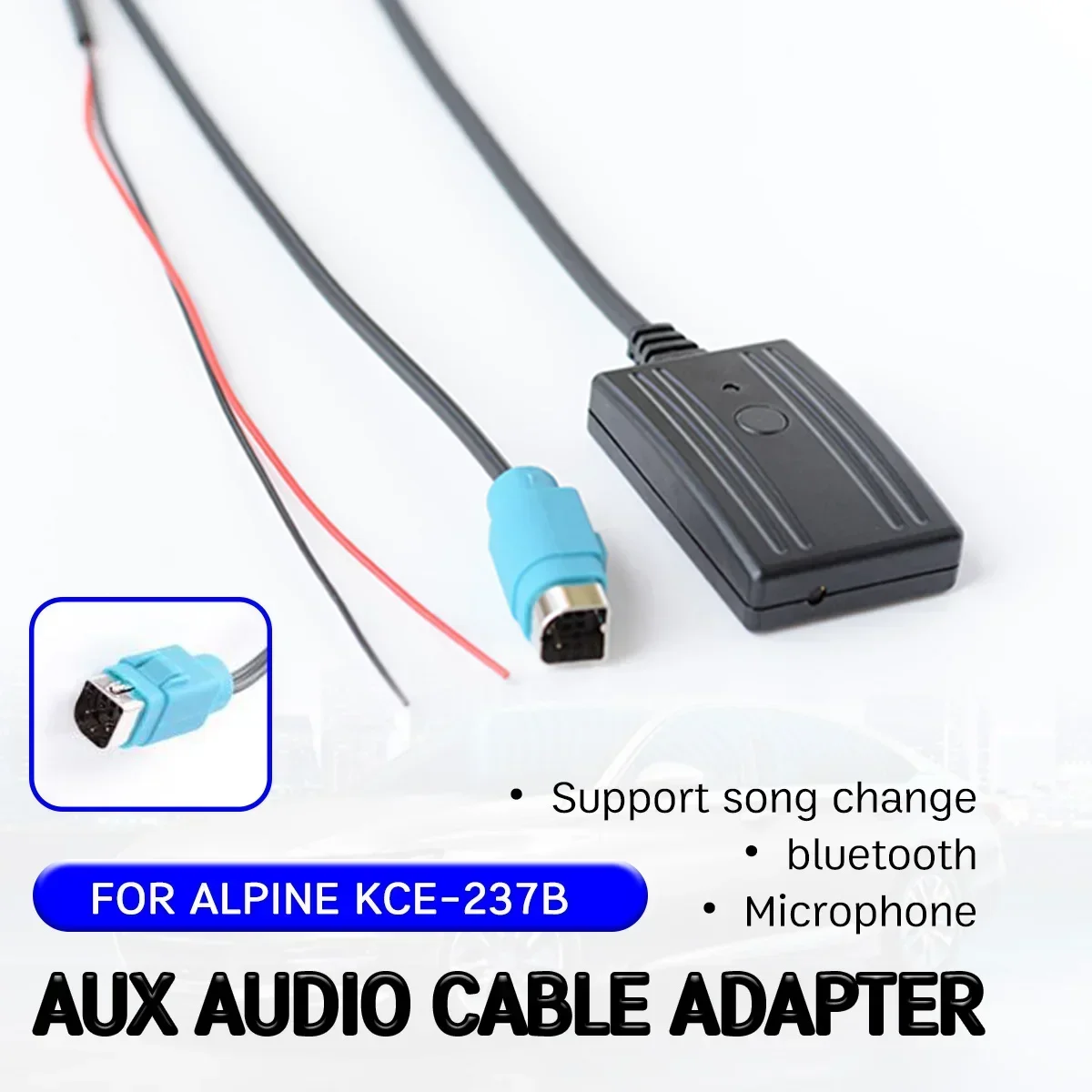 

bluetooth Aux Receiver Cable Adapter with mic Hands-free Hifi wireless audio interface for KCE-237B for Alpine 2009+ CDE-W203Ri