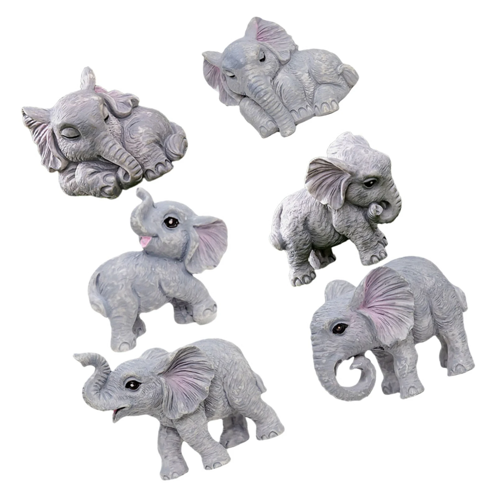 

6Pcs Delicate Resin Elephant Ornament Cute Animal Figure for Desktop Courtyard Garden Supplies Decoration Elephant Statue